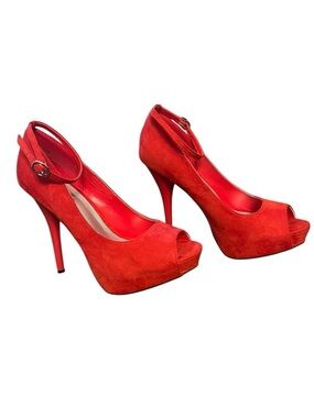 Diba Red Peep-Toe Heels 9.5